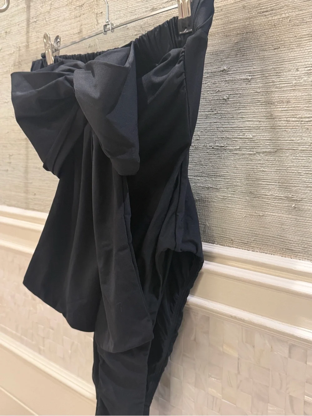 New small Anthropologie celandine Suzanna Strapless Bow One-Piece Swimsuit black